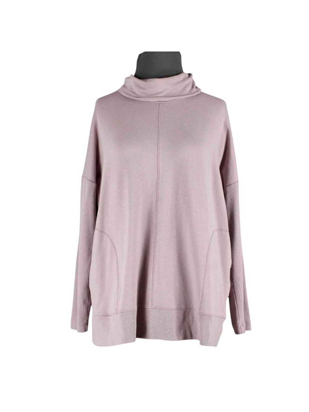 Pure Jill Sweater Sz M Mauve Lavender Turtleneck Pocket Pima Cotton Rayon
